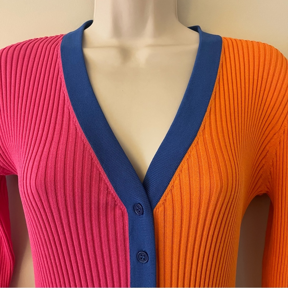 Staud x Birkenstock Pink and Orange Shoko Long Sleeve Midi Dress Medium - Picture 5 of 16